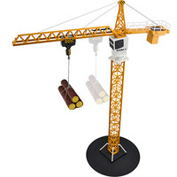 DOUBLE E 双鹰 遥控车塔式旋臂起重机 无线工程塔吊 儿童玩具吊机模型 男孩礼物