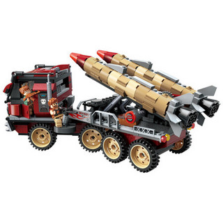 启蒙积木 儿童玩具军事装甲车坦克雷霆使命小颗粒拼装10岁男孩生日礼物 超级导弹现身-3207