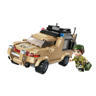 启蒙积木 儿童玩具军事战车战斗机装甲车小颗粒拼装模型10岁男孩生日礼物 雷霆小套盒-22011