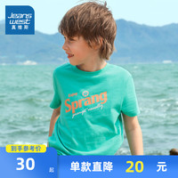真维斯男童夏季新款印花T恤多色可选纯棉圆领儿童短袖体恤衫童装