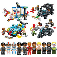 启蒙特警分队男童积木儿童益智摩托车拼装警车玩具男孩6-8岁1926