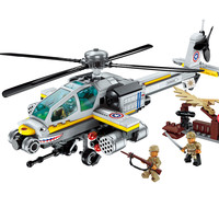 启蒙积木战地系列军事阿帕奇飞机拼装益智儿童玩具6-10岁男孩1719