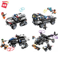 启蒙积木拼装警察车益智类男孩儿童玩具积木车汽车模型送礼11012