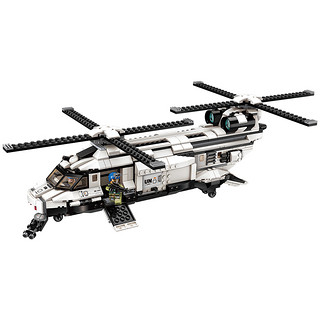 启蒙积木军事系列雷霆使命直升飞机小颗粒拼装男孩子玩具模型3208