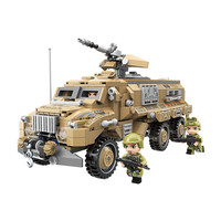 启蒙积木玩具男孩子儿童益智拼装可射军事装甲车模型送礼物22014