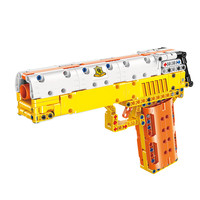 启蒙积木可发射沙漠之鹰手枪男孩拼装玩具儿童成年人高难度52001
