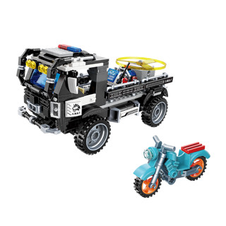 启蒙积木运输车拼装警察汽车益智类男孩儿童玩具模型送礼物11013