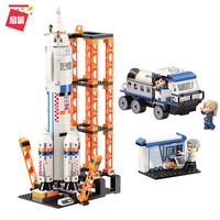 QMAN 启蒙 航天火箭发射基地模型摆件拼装益智积木男孩玩具儿童礼物1140