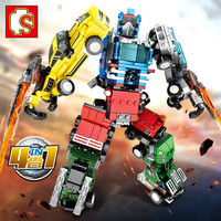 森宝积木小颗粒钢铁机甲侠系列金刚4合1变形机器人合体拼装玩具