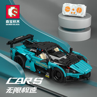森宝积木儿童益智拼装积木玩具遥控跑车模型极速闪电跑车701905