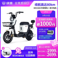 LUYUAN 绿源 48v24a锂电电动自行车ZFA成人男女学生小型代步长跑王电瓶车 48V 钛金灰 12ah