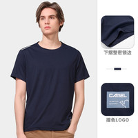 骆驼户外（CAMEL）短袖速干T恤透气清爽易干休闲情侣款短袖男女款 A1S1RaL104 橙色 XXL 藏青 男款 XXXL