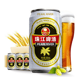 珠江啤酒 12度经典老珠江330mL*24罐整箱批发易拉罐官方正品黄啤酒
