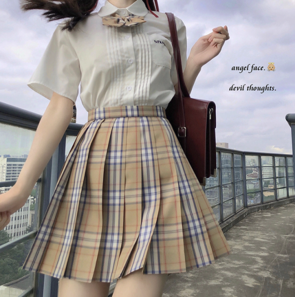 Violabella 丸子酱 JK制服 漫画熊 卡其色格裙 42cm