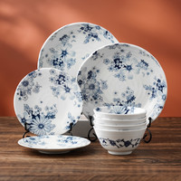 TOKI MINOYAKI/美浓烧 青花简约 陶瓷餐具套装