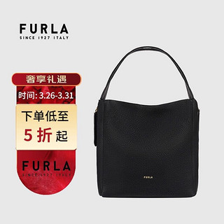 FURLA 芙拉 奢侈品包包 GRACE系列女士黑色+白色手提单肩包