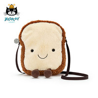 jELLYCAT 趣味吐司包包柔软毛绒玩具斜挎包小孩包包可爱小挎包女生 棕色和白色 19cm