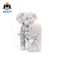 jELLYCAT 2020款舒睡大象安抚毯毛绒玩具宝贝安抚巾玩偶 多彩 34cm（毛巾大小）