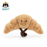 邦尼兔 趣味牛角包吃货萌物潮流萌玩毛绒玩具公仔 米色 H7 X W20 CM