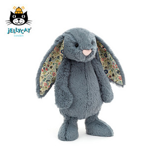 jELLYCAT 2021款花布灰蓝色邦尼兔柔软毛绒玩具安抚睡觉抱枕小玩偶生日礼物送礼可爱公仔 灰蓝色 18cm