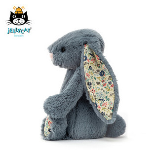 jELLYCAT 2021款花布灰蓝色邦尼兔柔软毛绒玩具安抚睡觉抱枕小玩偶生日礼物送礼可爱公仔 灰蓝色 18cm