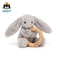 jELLYCAT 害羞银色邦尼兔玩具木环 安抚睡觉小玩偶婴儿礼物可爱公仔毛绒玩具 害羞银色邦尼兔玩具木环 13cm