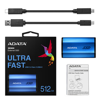 ADATA 威刚 SE800 USB 3.2 移动固态硬盘 Type-C 512GB 蓝色