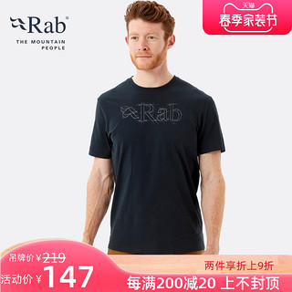 RAB睿坡Stance男士T恤透气舒适轻量运动短袖182g QCB-33 M 黑灰色/BE