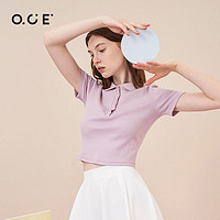 OCE 李佳琦推荐OCE衬衫领短袖T恤女纯色洋气减龄春夏纯棉百搭休闲上衣