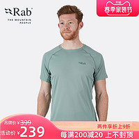 RAB睿坡Pulse男士T恤户外运动弹力快干超轻上衣短袖78g QBU-79 S 乌木灰/EB