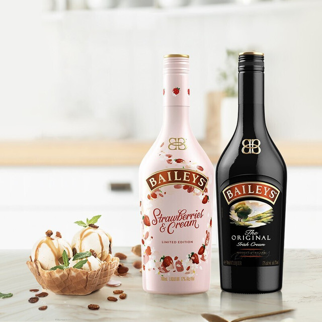 百利甜酒 甜酒 百利甜酒 BAILEYS 原味700ml+草莓味 700ml组合装