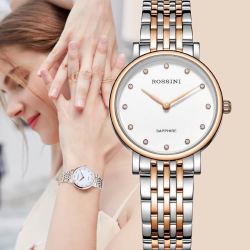 rossini罗西尼手表女清新百搭热卖款防水玫瑰金礼物女士正品石英表