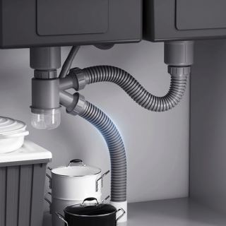 起点如日 厨房洗菜盆下水管配件水槽双槽下水套装(带110径钢头*2)