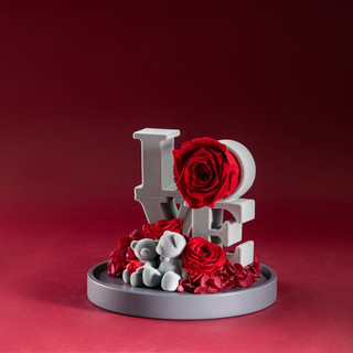 SEEROSE 爱情三部曲系列 永生花玫瑰熊公仔
