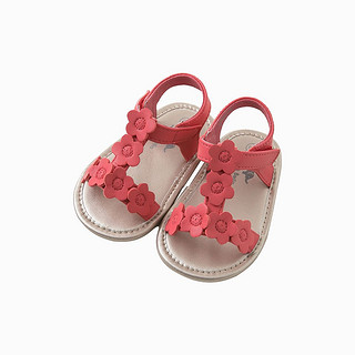 戴维贝拉 童装夏季新款婴儿凉鞋女宝宝软底步前鞋  西瓜红 14