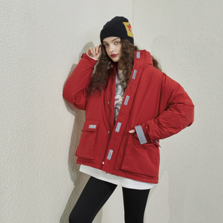 ELF SACK 妖精的口袋 女士立领羽绒服 11315016 剪影爱心熊款 红色 L