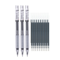 M&G 晨光 AGPB9501 拔帽中性笔 黑色 0.5mm 3支装+中性笔替芯 黑色 20支装