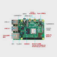 Raspberry Pi 树莓派 Helloblock 树莓派4b主板 Raspberry Pi 4代ARM开发板Python编程套件 ①单独主板 4G