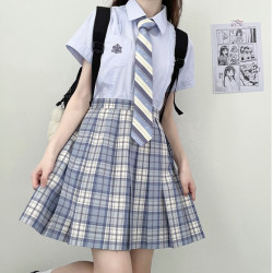 心脏地震 JK制服 雾桉高 蓝白色格裙 39cm