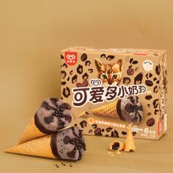 plus会员walls和路雪可爱多甜筒小奶豹布朗尼咖啡口味冰淇淋67g6支