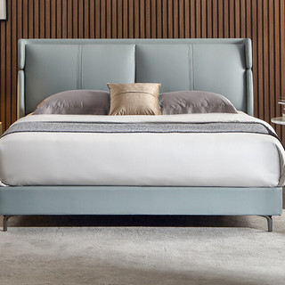 AIRLAND 雅兰 维利亚+万豪尊享 欧式真皮床+床垫 晴天蓝 180*200cm 框架款