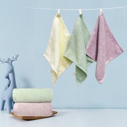 可欣家纺毛巾家纺竹纤维方巾口水巾洗脸巾婴儿毛巾儿童小方巾手帕4条