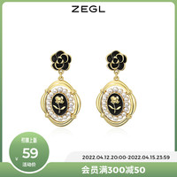 ZEGL法式玫瑰花耳环女复古港风赫本耳钉轻奢高级感925银针耳饰品