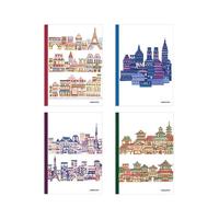 KOKUYO 国誉 Illustrator插画师系列 WCN-DNA54-J93 纸质笔记本 A5 五彩缤纷的街道Ⅱ 4本装