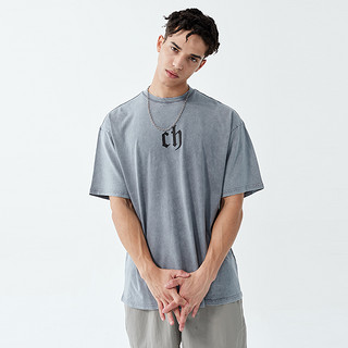 CHINISM 男士圆领短袖T恤 SC20031403 花灰色 XL
