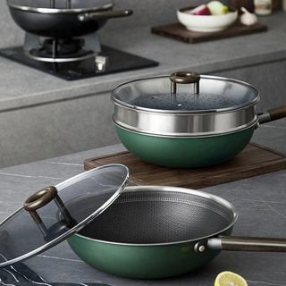Midea 美的 不花芯系列 MP-SCG3208 炒锅(32cm、不粘、有涂层、316L不锈钢、哑光绿)