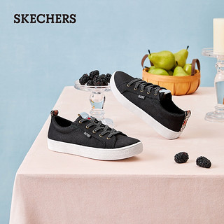Skechers斯凯奇BOBS系列女士时尚撞色图腾低帮帆布鞋休闲运动鞋秋 35 黑色/BLK