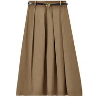 Sentubila 尚都比拉 2022春季新款立体垂感高腰压褶A字大摆半身裙女  深卡其色 S