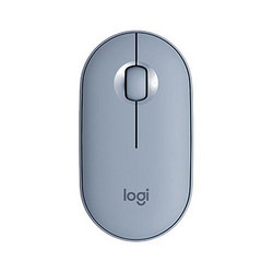 logitech 罗技 Pebble 2.4G蓝牙 优联 双模无线鼠标 1000DPI 雾霾蓝