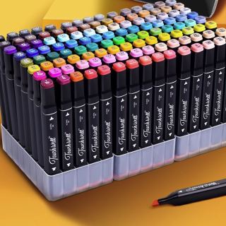 touch 双头酒精油性马克笔 动漫80色 黑杆带底座含37件礼